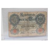 German 1910's 20 Mark Bank Note