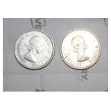 Lot of 2 Silver Canada Quarters