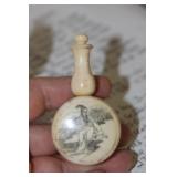 Carved Chinese B o n e Snuff Bottle