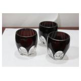 Lot of 3 Cut Glass Ruby Red Small Cups