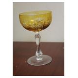 A Yellow Cut Glass Wine Goblet