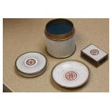 Set of 3 Chinese Cloisonne Smoking Set