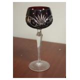 A Ruby Red Cut Glass Goblet