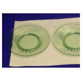 Lot of 2 Vaseline Glass Plates