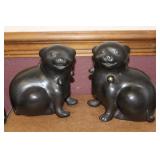 A Pair of Japanese Vintage Bronze Puppies