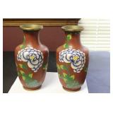 Lot of 2 Chinese Cloisonne Vases - Vintage