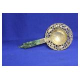 Chinese Carved Jadeite Handle and Silver Strainer