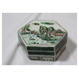 A Vintage Chinese Hexagon Porcelain Box