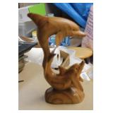 Carved Wooden Group of Dolphins