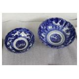 Lot of Two Japanese Flow Blue Imari Bowls
