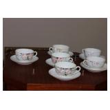A Set of 6 Noritake Azalea Pattern Cup and Saucers
