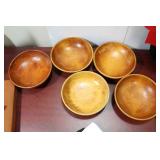 Lot of 5 Vintage Wooden Bowls