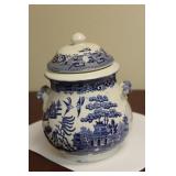 A Staffordshire Blue Willow Jar