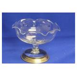 Sterling Rim Cut Glass Compote