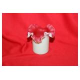 A Foliated Pink Glossy Glass Small Vase