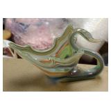 Art Glass Swan Planter