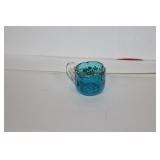 An Unusual Teal Coloured Blue Glass Miniature Cup