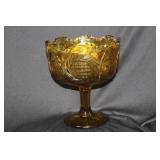 An Amber Pressed Glass Large Compote