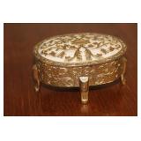 Vintage Footed Metal Trinket Box