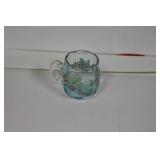 A Miniature Teal Coloured Glass Cup