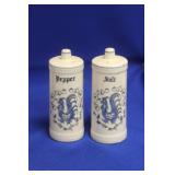 Blue and White Ceramic Salt and Pepper Shakers