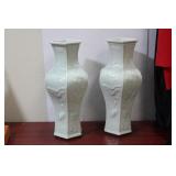 Pair of Chinese Celadon Hexagon Vases