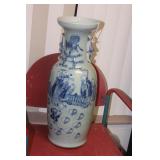 Antique Chinese Celadon Blue Floor Vase