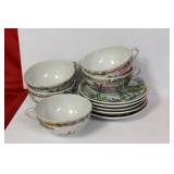 Set of 5 Vintage Japanese Cup and Saucer