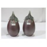 Lot of 2 Signed Gozo Glass Eggplants