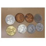Lot of 8 Decorative Aluminum Coins