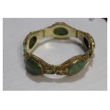 A Chinese Filigree Sterling and Jade Bracelet