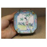 Antique Chinese Enamel Square Dish
