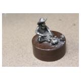 Cowboy Pewter on Wood Stand