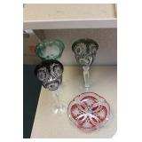 Lot of 4 Colour Cut Glass Articles