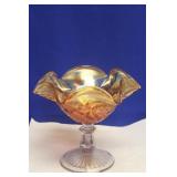 Carnival Glass Stem Bowl