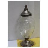 A Sterling Base Cut Glass Container