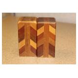 Pair of Wooden Inlaid Salt and Pepper Shakers