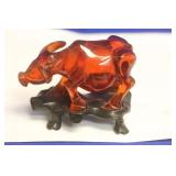 Vintage Chinese Cherry Amber Arcylic Bull