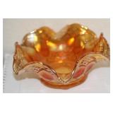 Foliated Carnival Glass Bowl