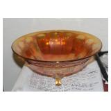 Large Footed Carnival Glass Bowl