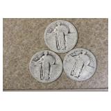Lot of Three Liberty Quarters