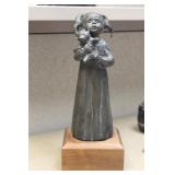 Vintage Signed Bronze Girl