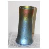 Signed Iridescent Art Glass Cylinder Vase