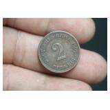 1907 German Empire 2 Pfennig Coin
