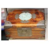 Chinese jade and possibly pear wood jewelry box