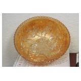 Rose Pattern Carnival Glass Bowl