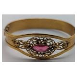Art Nouveau Pink Glass Bracelet