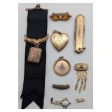 Lot of Gold Filled Pocket Watch Accessories