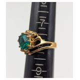 Green Tourmaline Faceted Ring