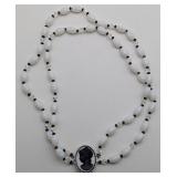 White Glass Cameo Necklace